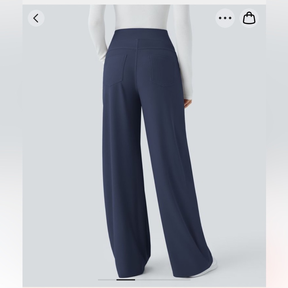 NWT HALARA flex High waisted tummy control wide leg microwaffle work pants - Picture 5 of 9